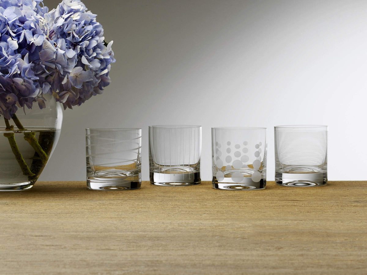 Mikasa Cheers polka dots glass easy to distinguish guests' drinks.