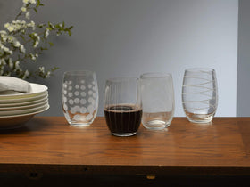 Mikasa Cheers precision etched designs offer distinctive coordination among glasses