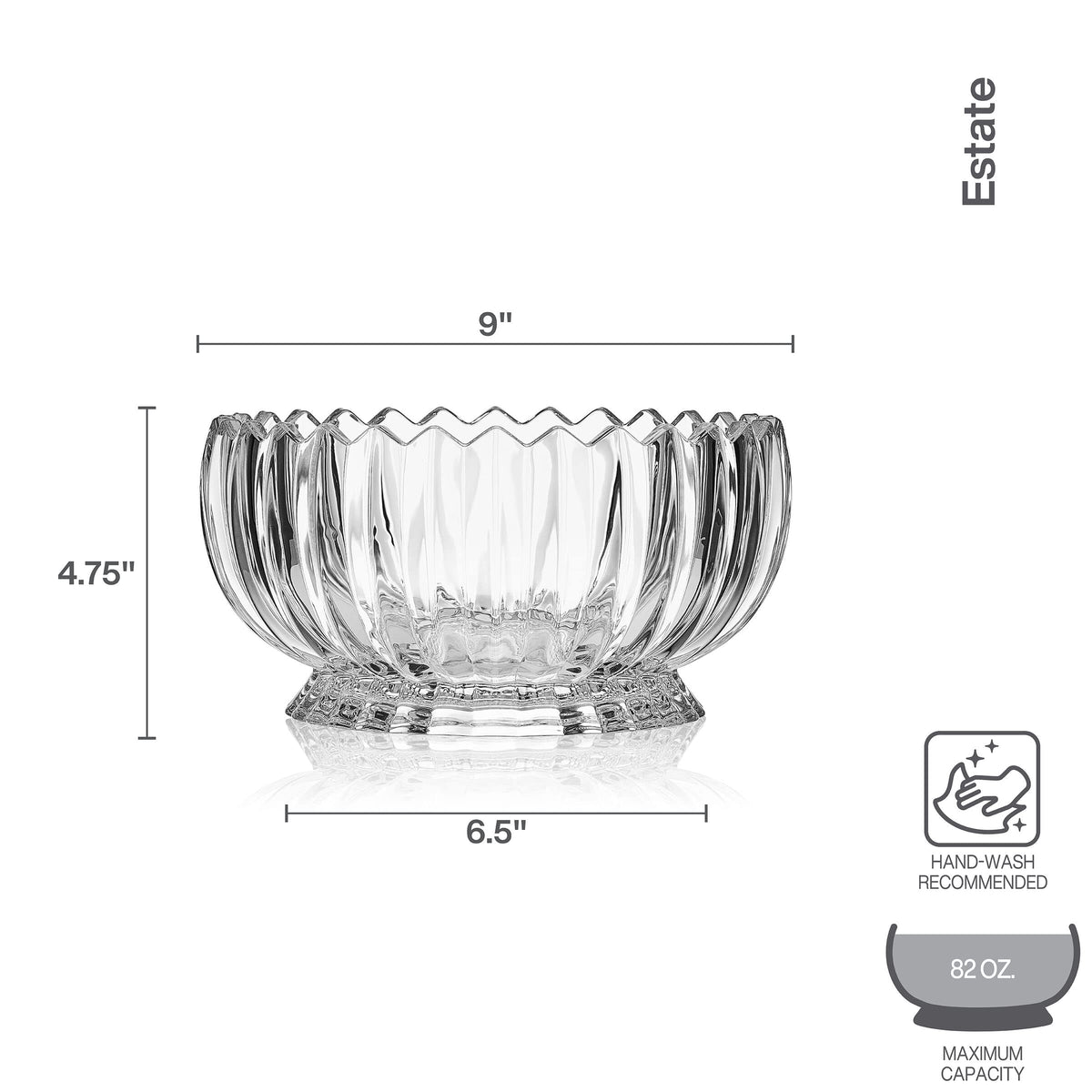 Mikasa Estate crystal bowl with fruit centerpiece and light-catching ridges