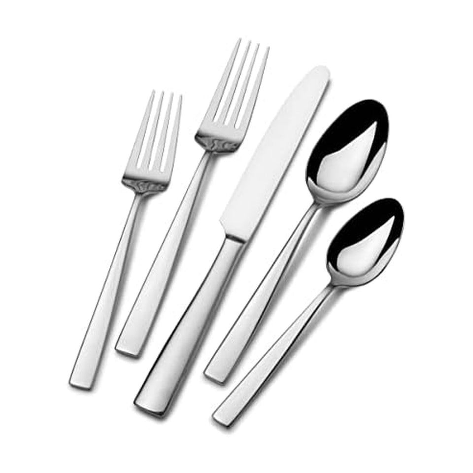 Mikasa Everett 101-piece flatware set for 12 with complete dining service.