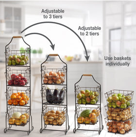 Mikasa Gourmet Basics Ferme baskets nest securely, maximizing vertical space on your counter.