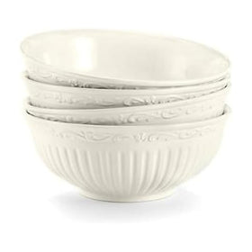 Mikasa Italian Countryside fruit bowls front view highlights fluted detailing and sturdy stoneware