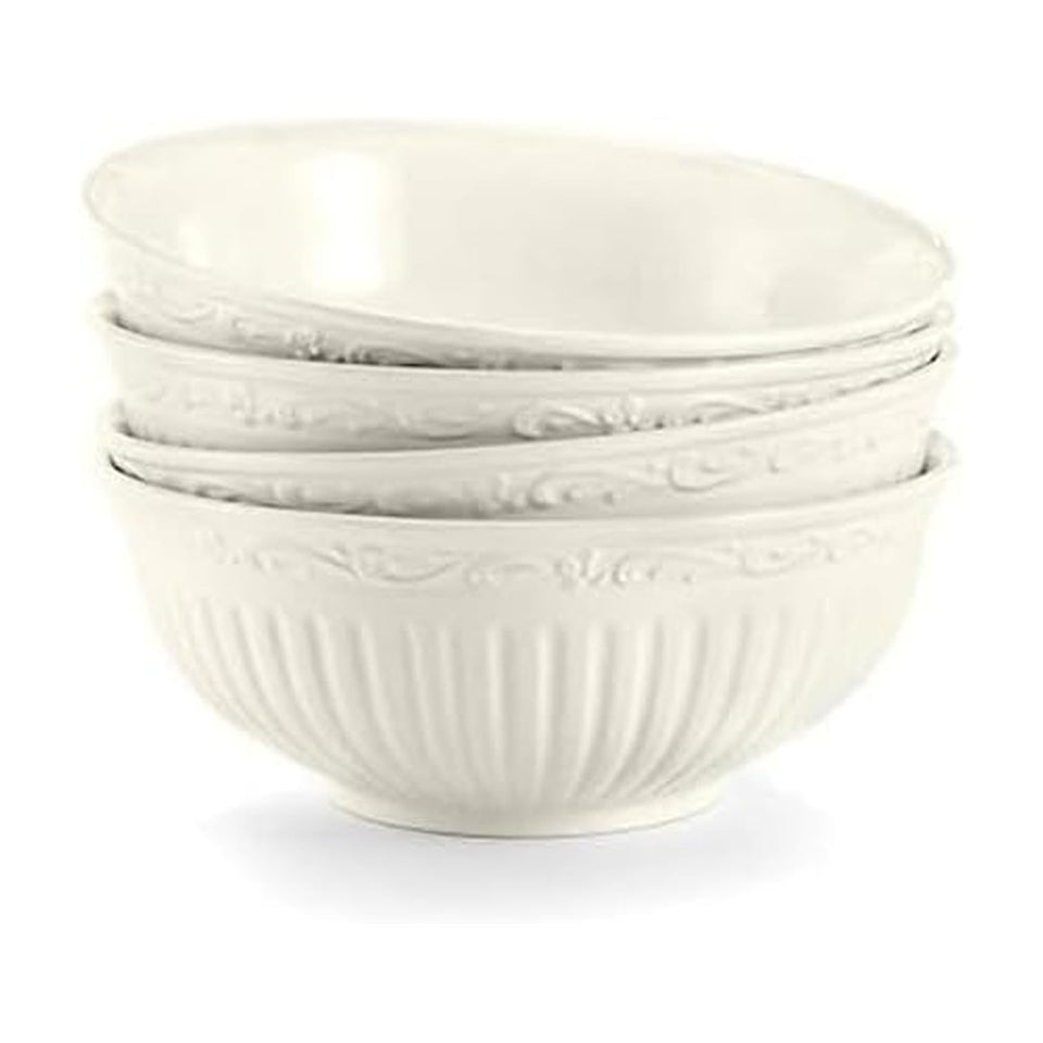 Mikasa Italian Countryside fruit bowls front view highlights fluted detailing and sturdy stoneware