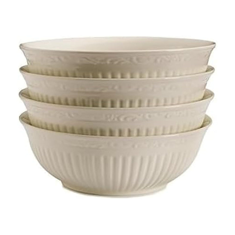 Mikasa Italian Countryside 7-inch soup bowl with fluted bands and scrolls, ideal for casual entertaining.
