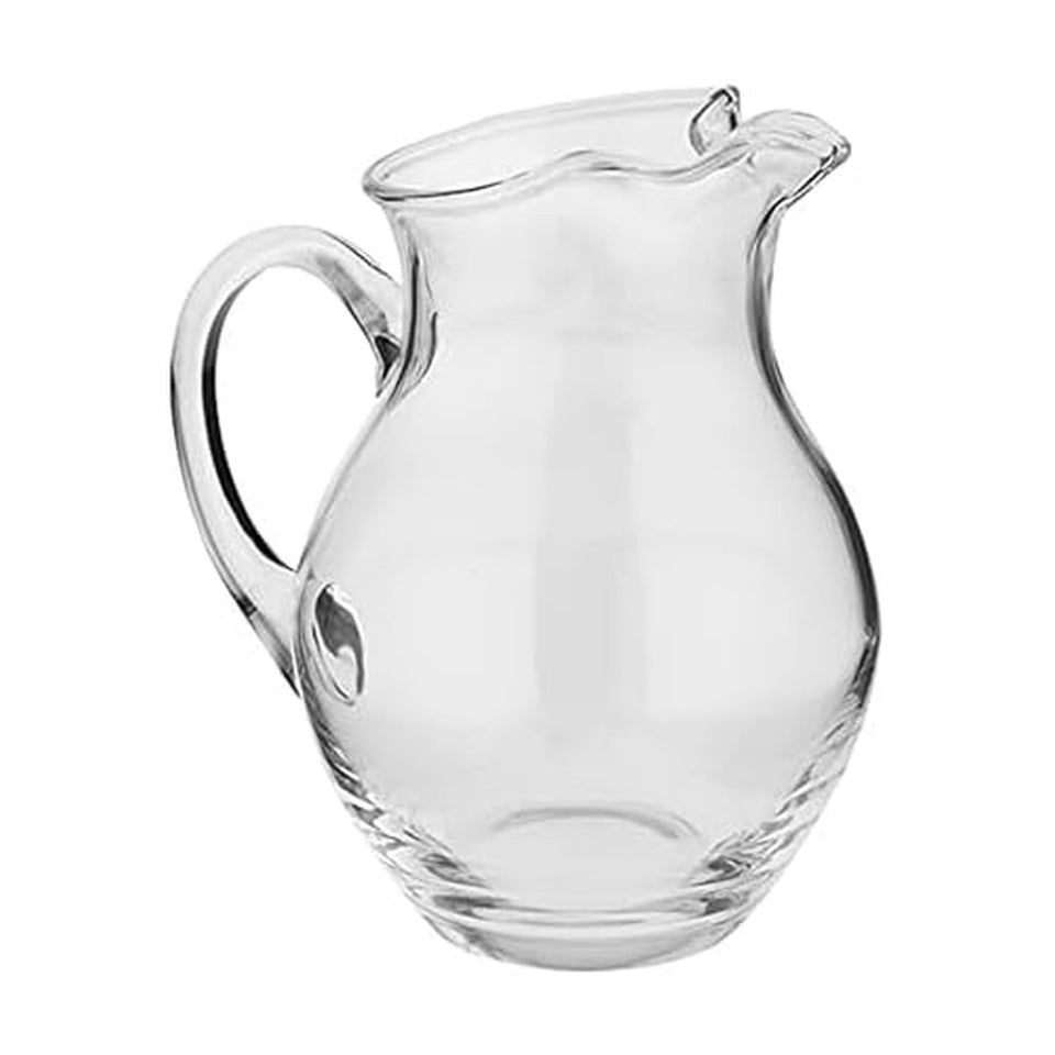 Mikasa Napoli pitcher front view in clear glass, ideal for everyday use