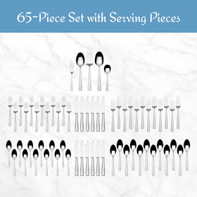 Dishwasher-safe Mikasa Oliver Gleam flatware shown ready for cleaning.