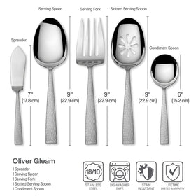 Mikasa Oliver Gleam flatware with a bright mirror finish catching light.