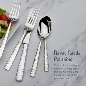 Stainless steel 18/10 Mikasa Oliver Gleam flatware designed for daily use.