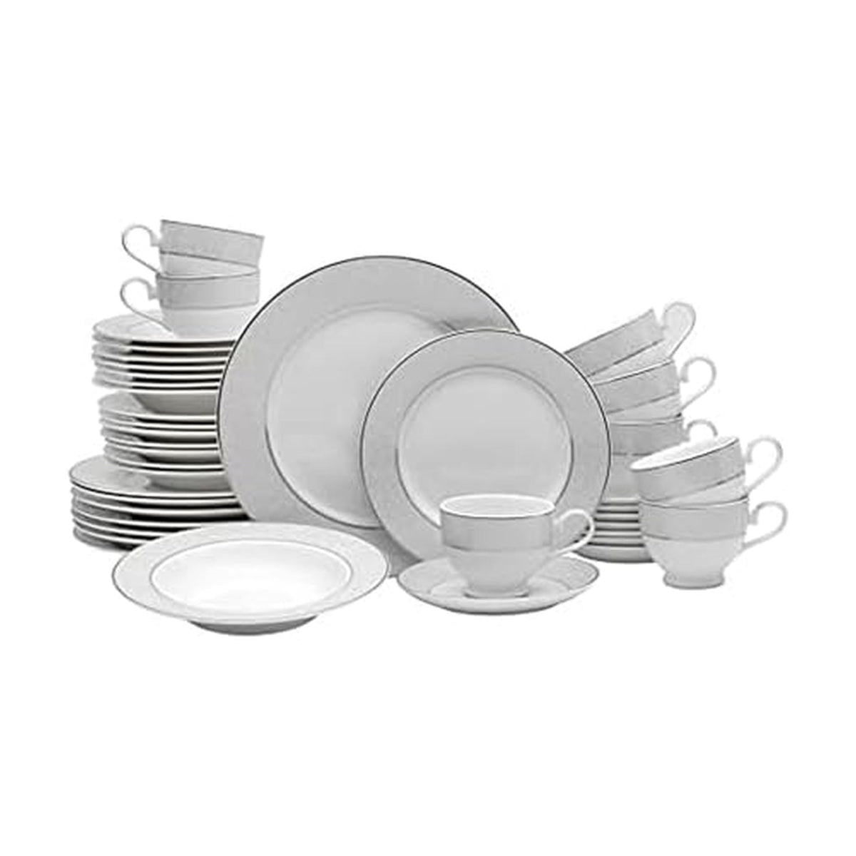 Mikasa Parchment dinner plate with platinum rim for formal dining elegance