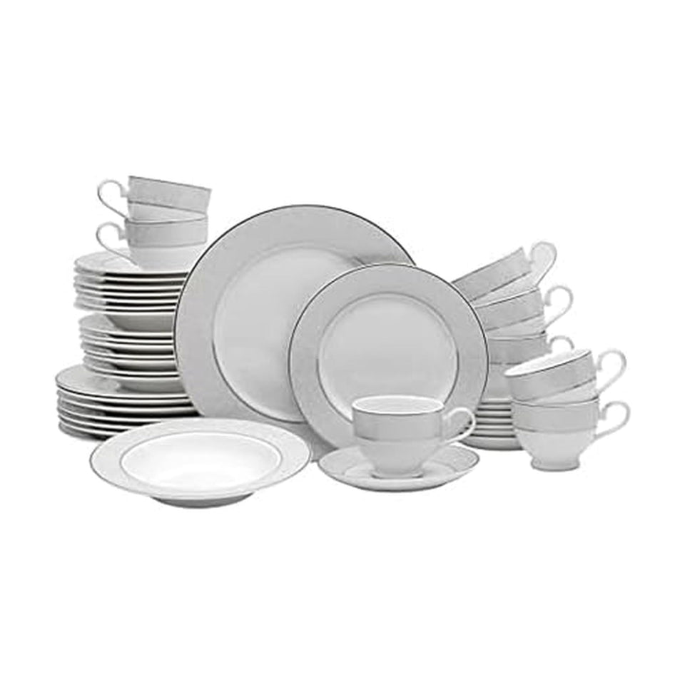 Mikasa Parchment dinner plate with platinum rim for formal dining elegance