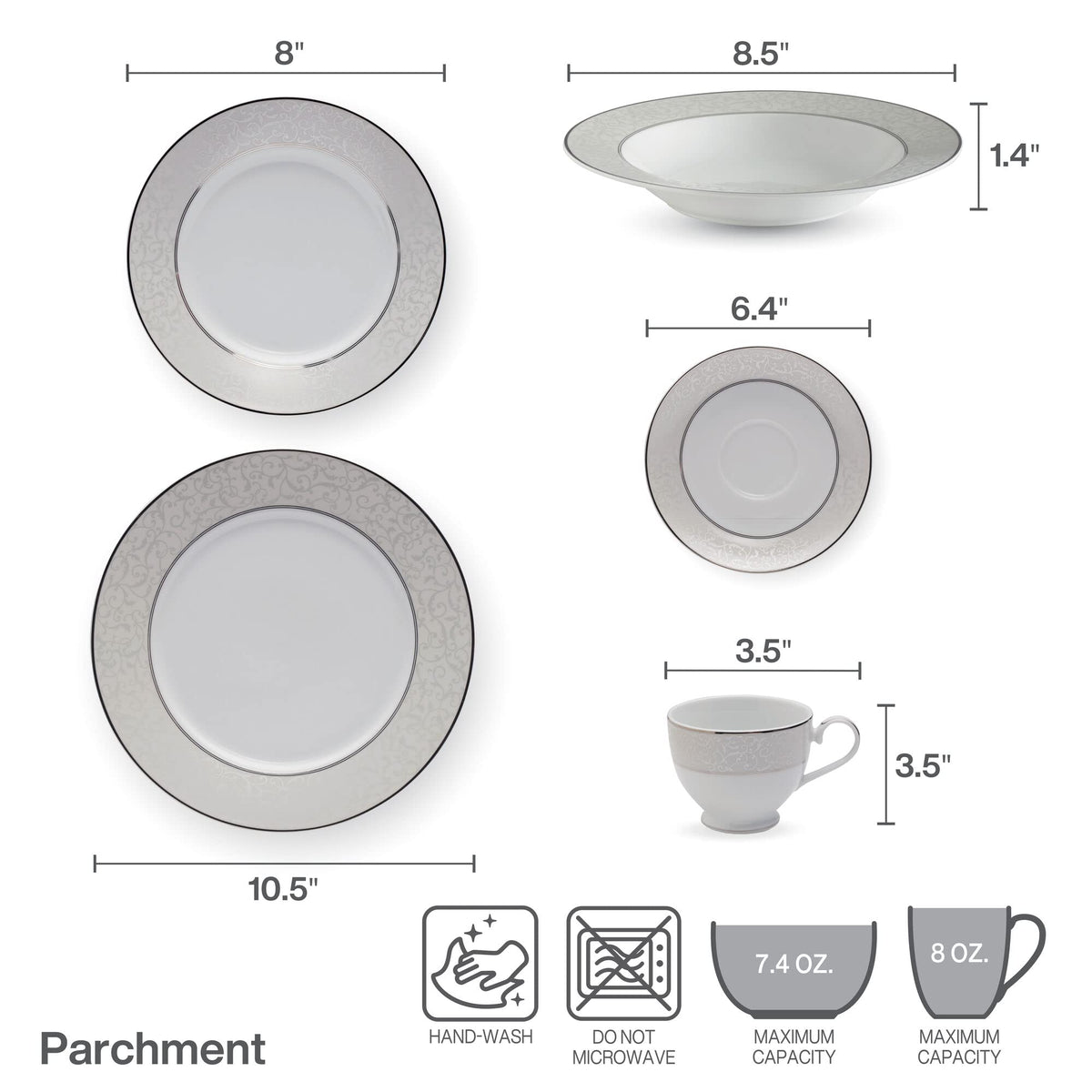 Mikasa Parchment rim soup bowl with 12 oz capacity for soups