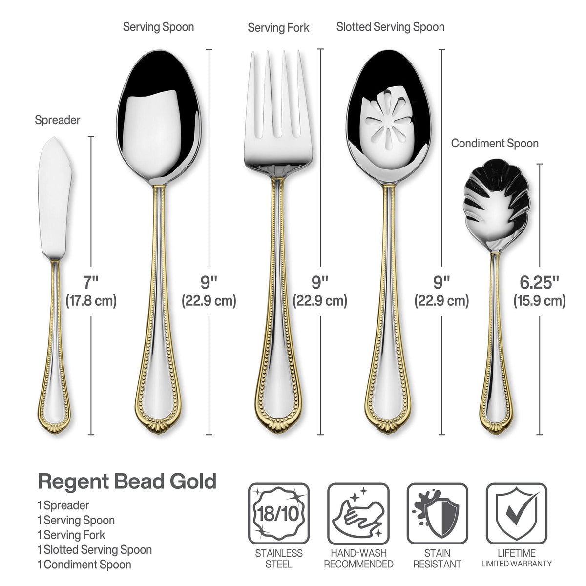 Mikasa Regent Bead Gold pierced tablespoon, decorative serving with added drainage