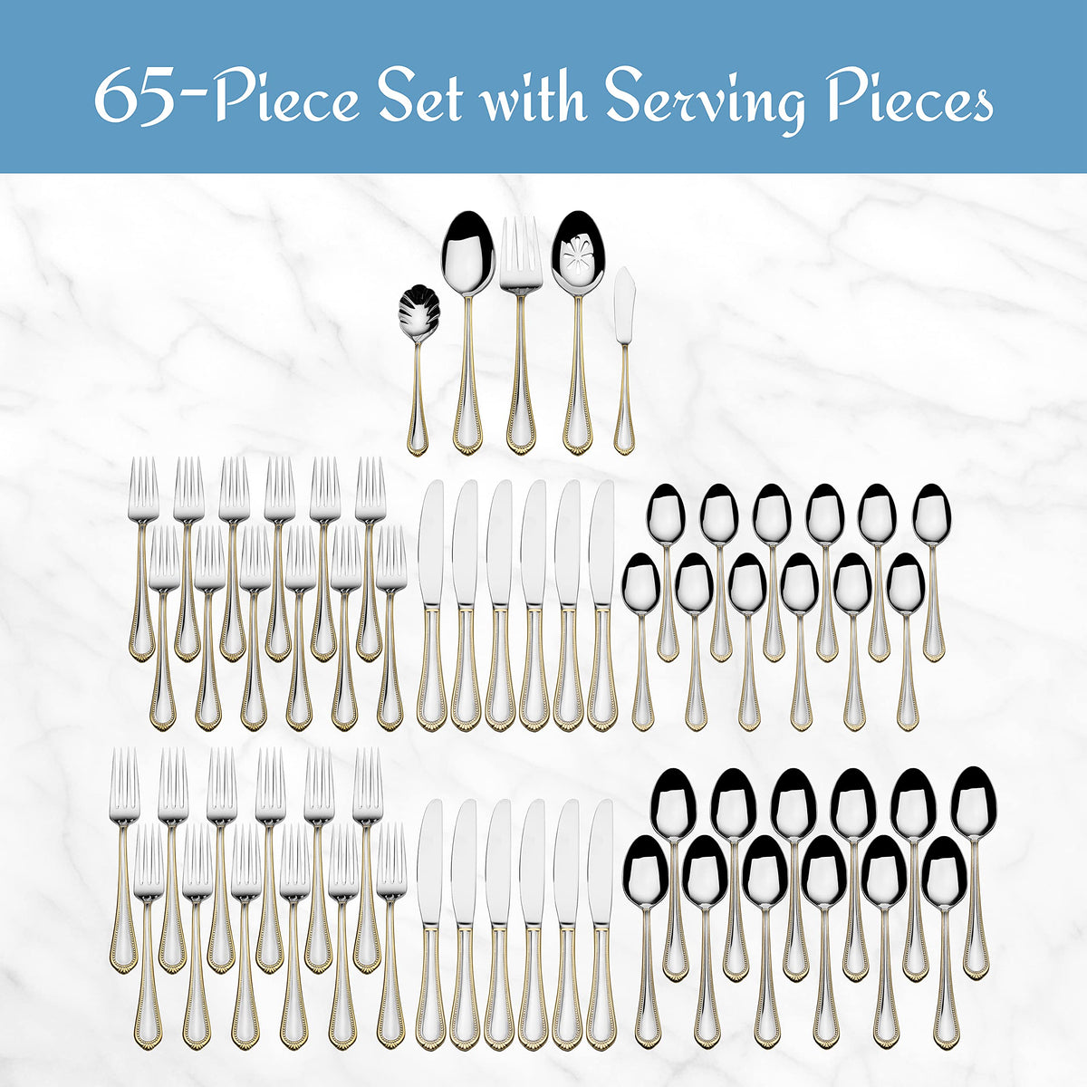 Mikasa Regent Bead Gold salad fork, refined detail ideal for shared meals