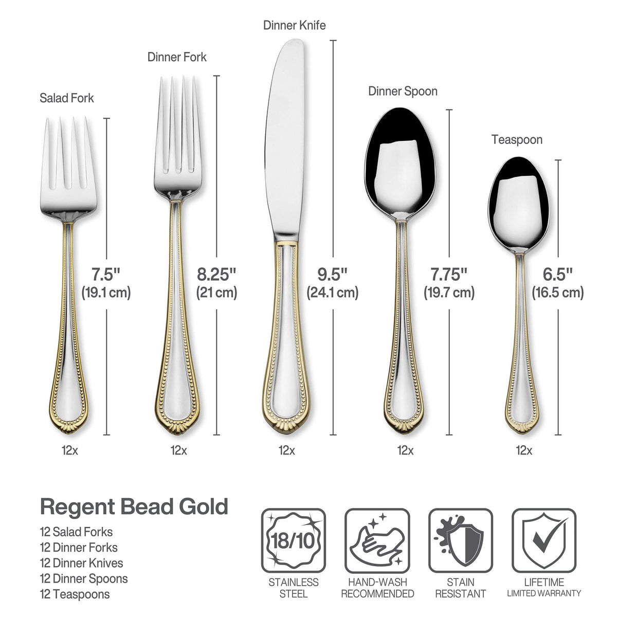Mikasa Regent Bead Gold tablespoon, serving size and elegance for gatherings