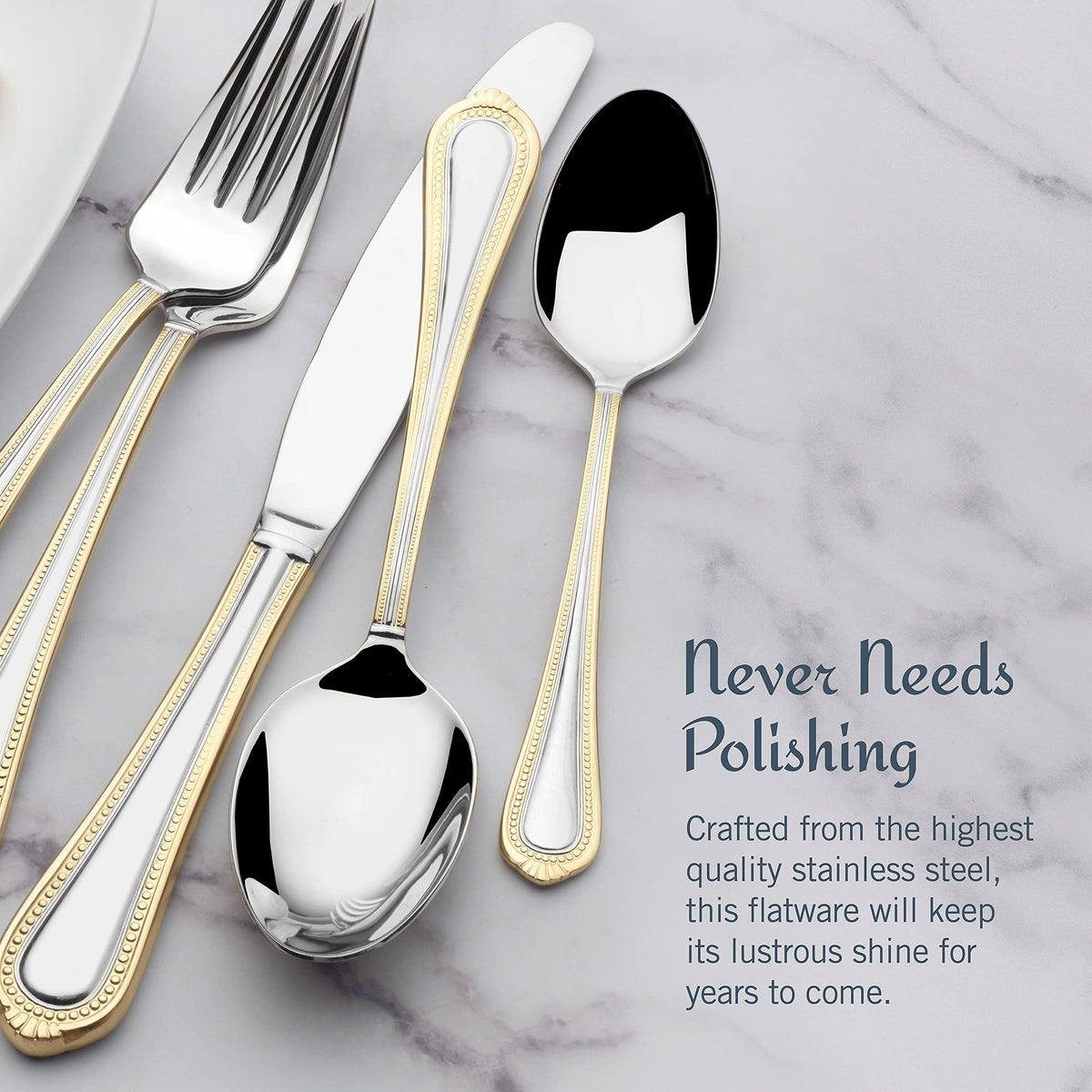 Mikasa Regent Bead Gold teaspoon, perfect for tea, coffee, or desserts