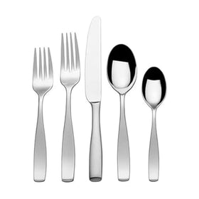 Mikasa Satin Loft 65-piece flatware set for 12 with balanced weight.