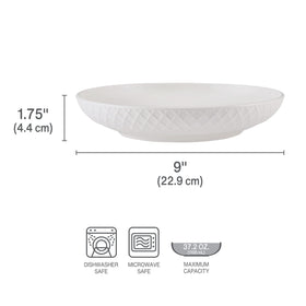 Mikasa Trellis bone china bowls, dishwasher safe for easy cleanup after meals.
