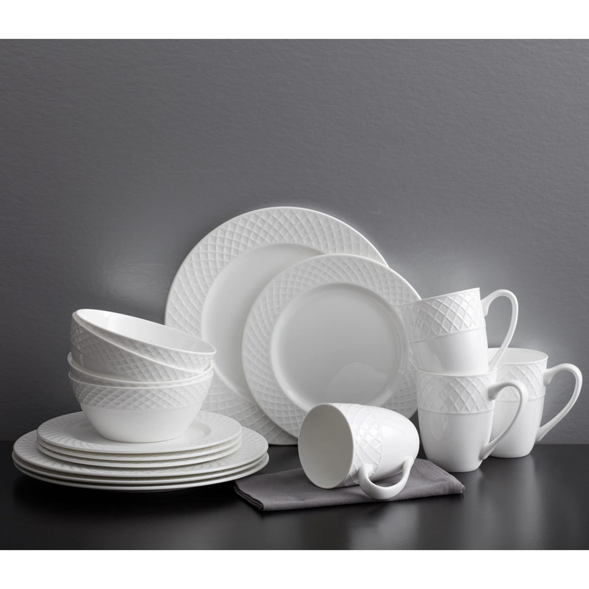 Mikasa Trellis dishware collection coordinated with serveware and decor