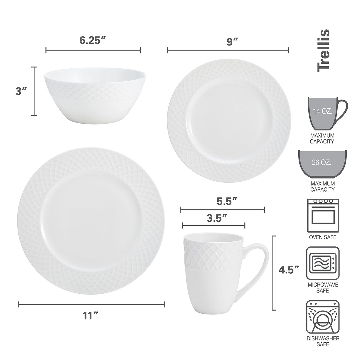 Mikasa Trellis table setting showing cohesive dining for four