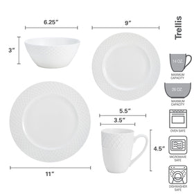 Mikasa Trellis table setting showing cohesive dining for four