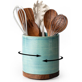 MIKIGEY 360° rotating ceramic utensil holder keeps tools within easy reach.