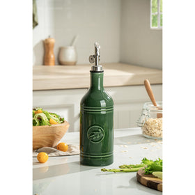 MIKIGEY jade-green ceramic bottle offers stylish storage for olive oil.