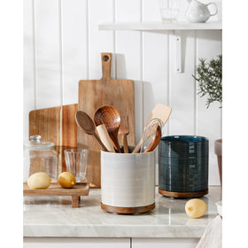 MIKIGEY ceramic utensil crock with deep capacity for large tools.