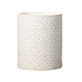 MIKIGEY ceramic utensil holder with embossed pattern adds farmhouse charm and organization.