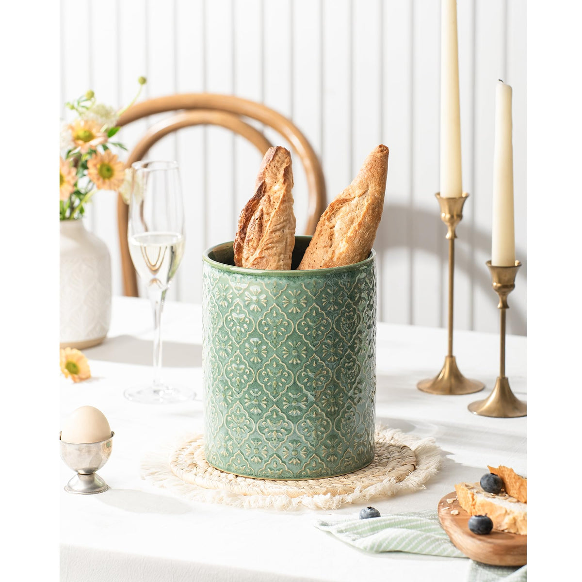 MIKIGEY countertop ceramic holder saves space while adding charm.