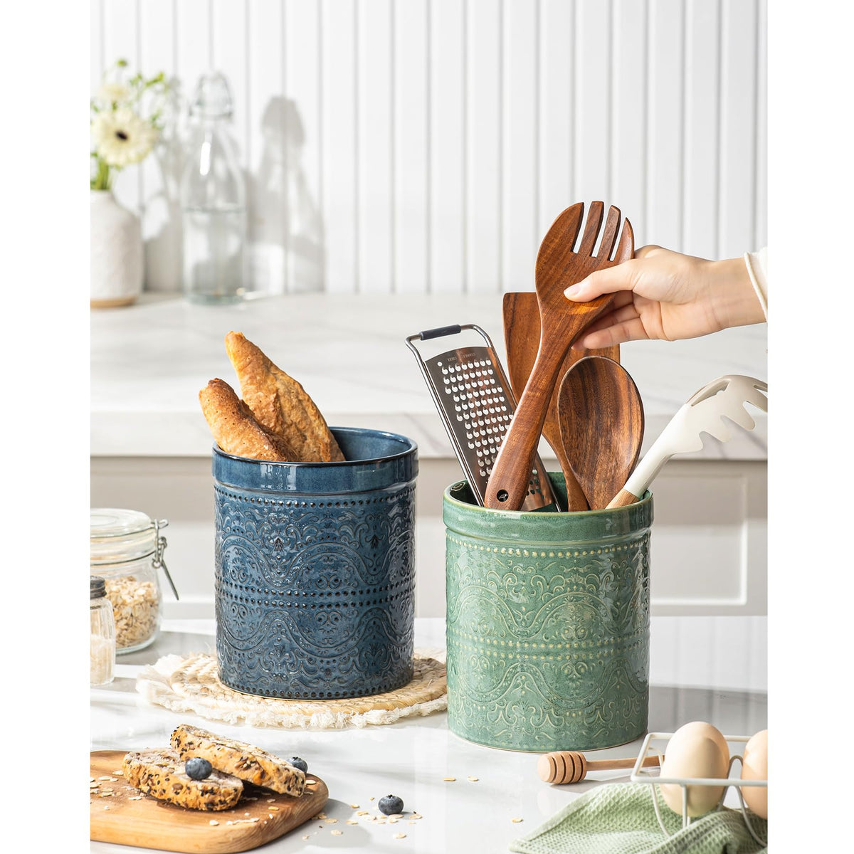 MIKIGEY lace design enhances kitchen decor while keeping tools organized.