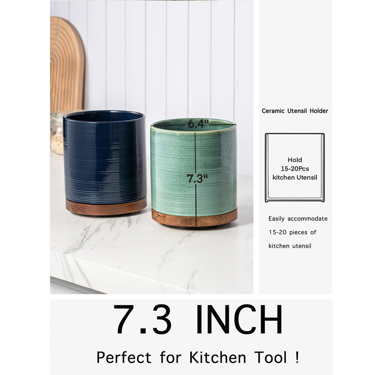 MIKIGEY kitchen organizer doubles as a decorative counter crock.