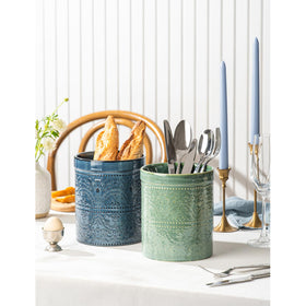 MIKIGEY reactive blue finish complements modern and rustic kitchens.