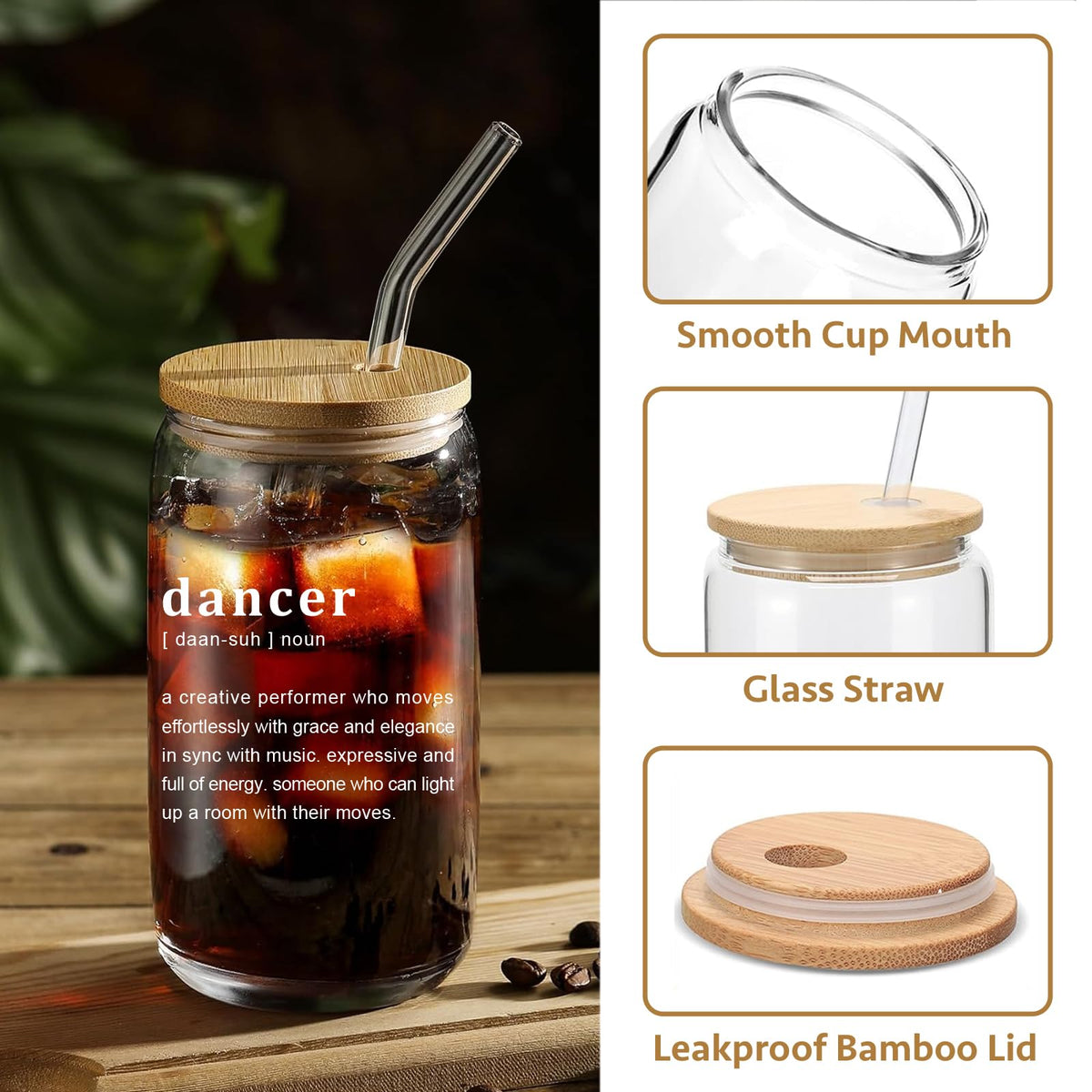 Mikopei reusable glass straw included for eco friendly sipping