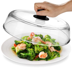Mikro Innovations 10.5-inch glass cover over a bowl for splatter protection