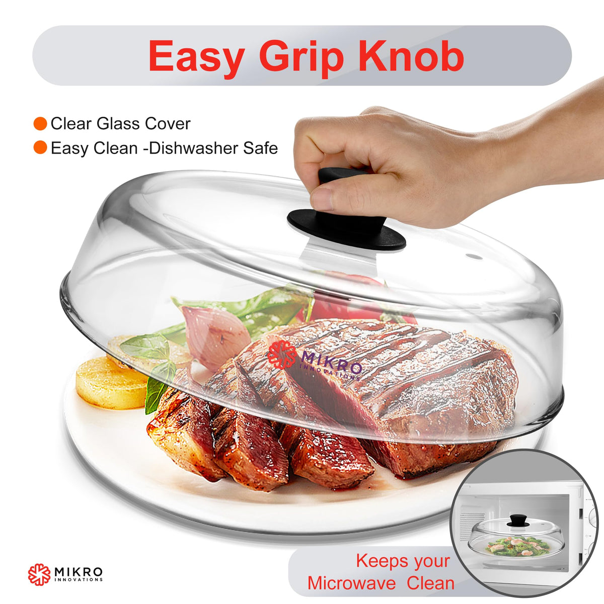 Mikro Innovations dishwasher-safe glass cover for quick cleanup