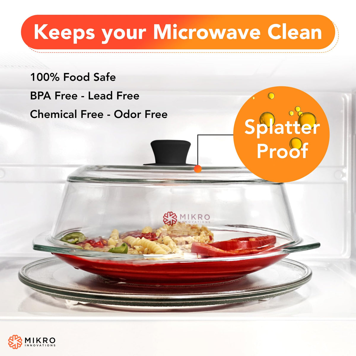 Mikro Innovations dishwasher-safe glass lid for easy cleanup