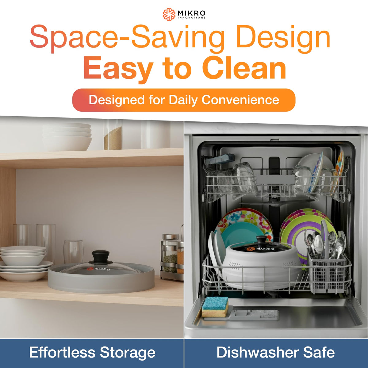 Mikro Innovations splatter cover BPA-free silicone construction supports safe reheating