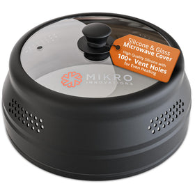 Mikro Innovations splatter cover on a 10.5-inch plate prevents messes during reheating