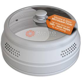 Mikro Innovations splatter cover top view, 10.5 inch fit, reduces reheating splatter