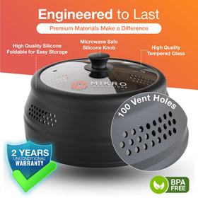 BPA-free silicone and tempered glass build for durable reheating