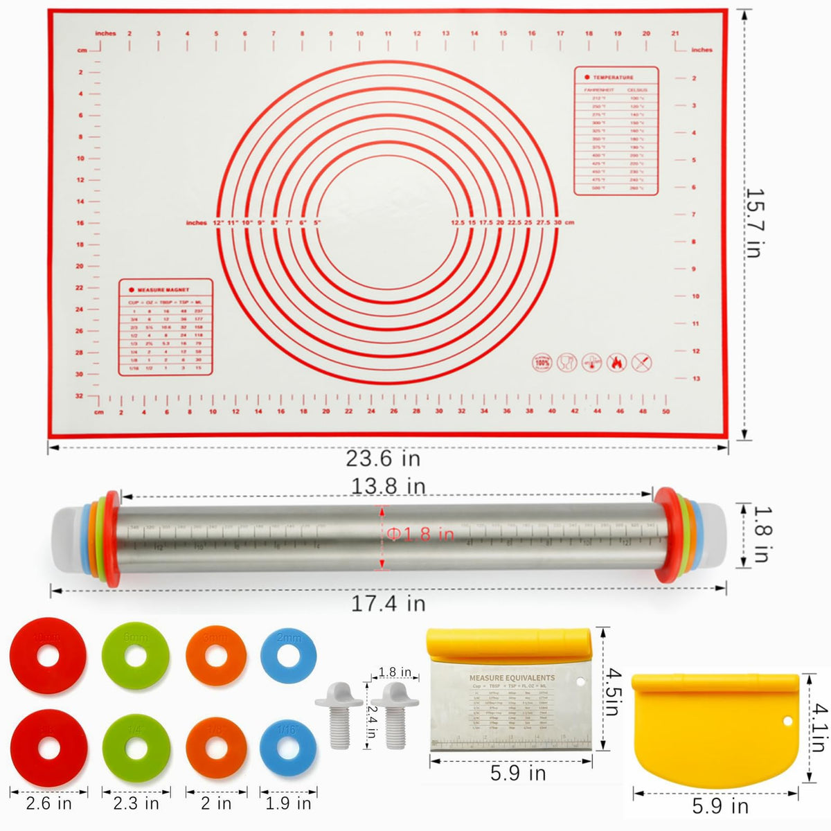 MIKULA adjustable rings 1/16–3/8 inch enable customizable dough thickness.