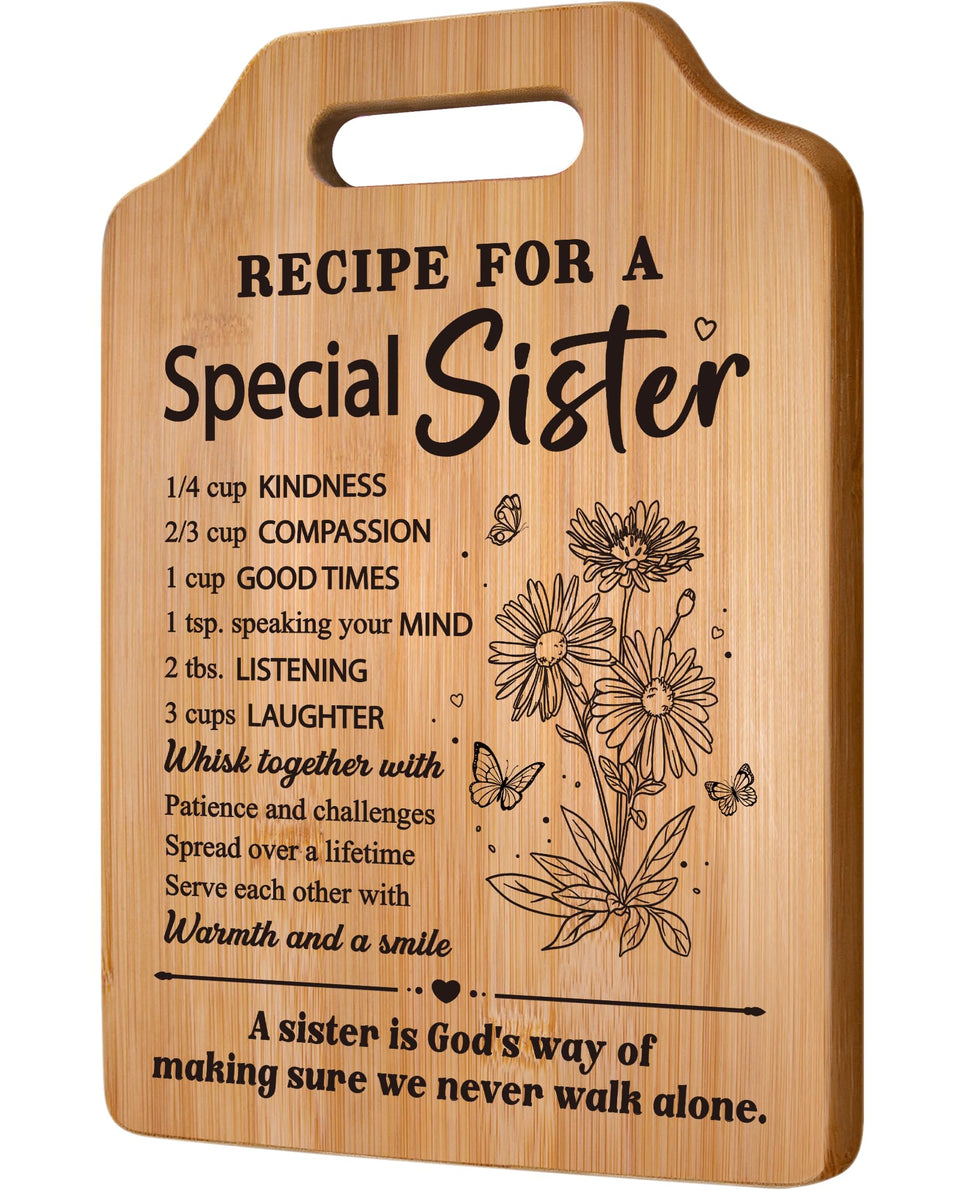 Milcier recipe-for-sister-cutting-board-poem-on-board: a sentimental kitchen keepsake.
