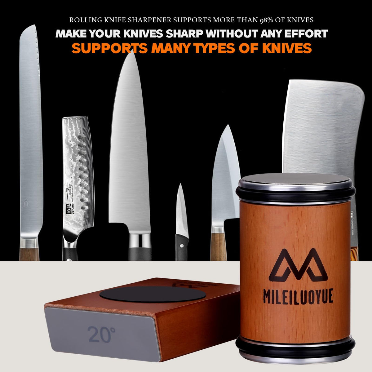 MILEILUOYUE easy and safe sharpening with magnetic guides and stability