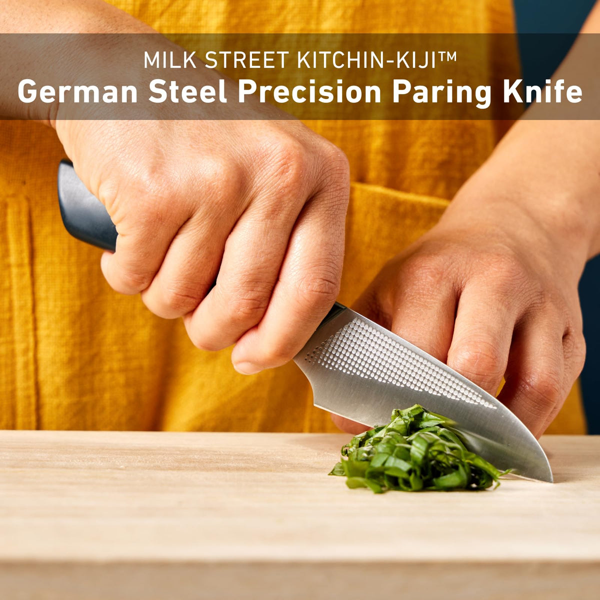 Milk Street Kitchin-kiji knife ergonomic handle designed for comfort.