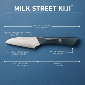 Milk Street Kitchin-kiji knife blade crafted from German 1.4116 steel.