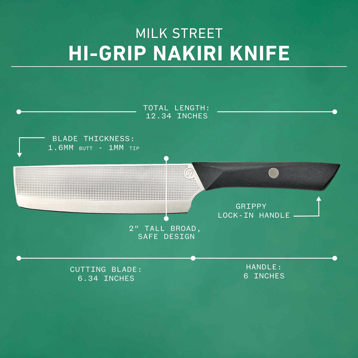 Milk Street Nakiri knife blade height protecting fingers while chopping