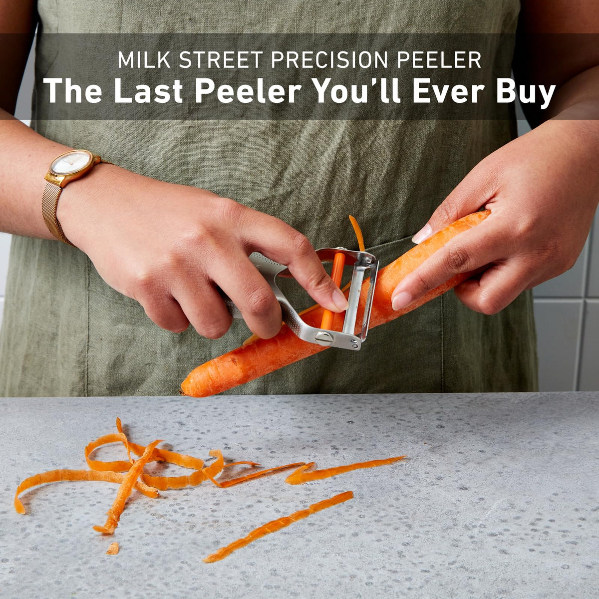 Milk Street Precision Peeler features a dishwasher-safe stainless steel design.