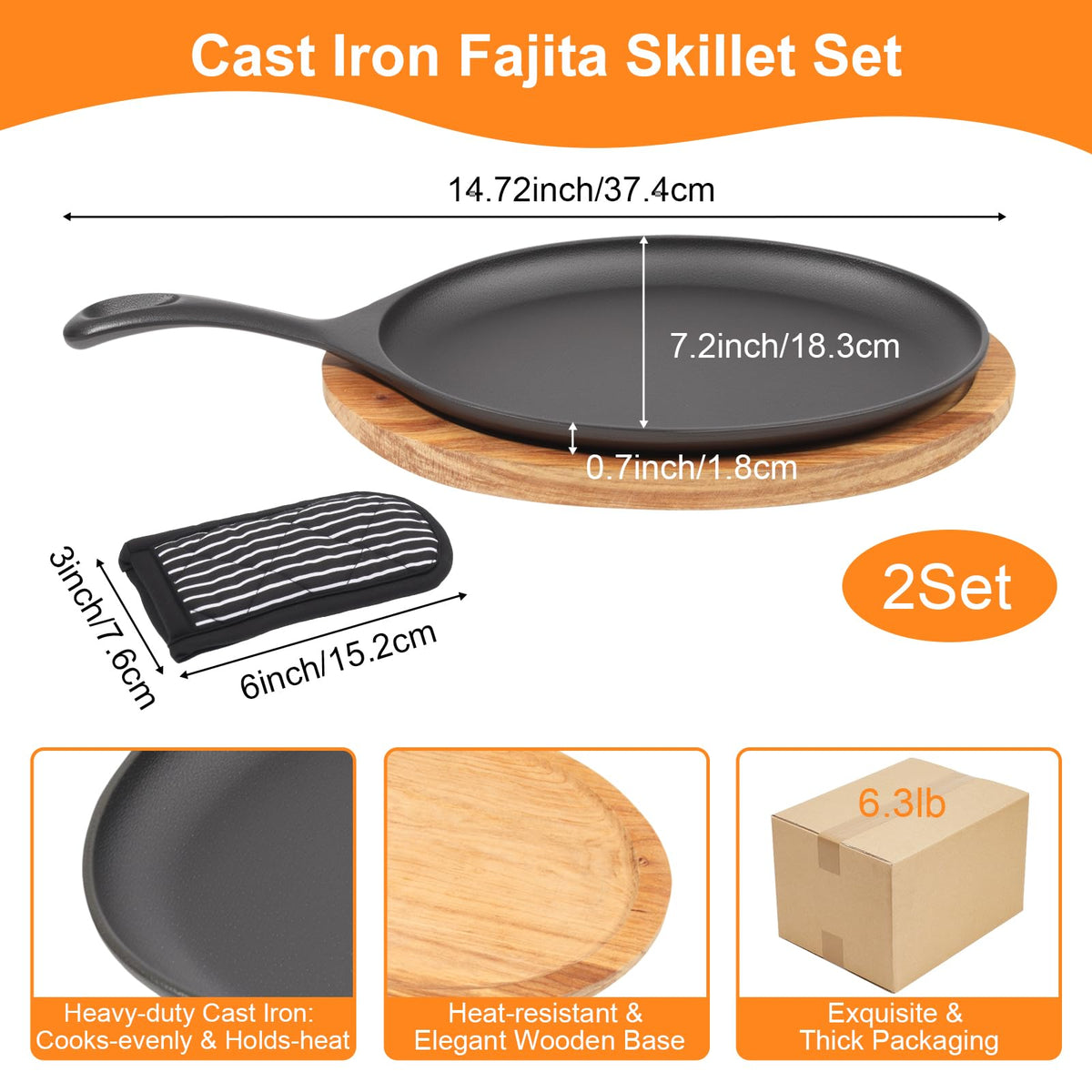 Millsten cast-iron skillet duo with anti-scald handle for safe searing.