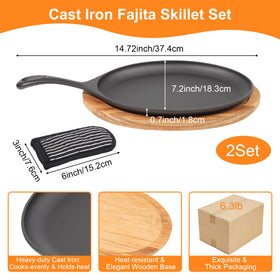 Millsten cast-iron skillet duo with anti-scald handle for safe searing.