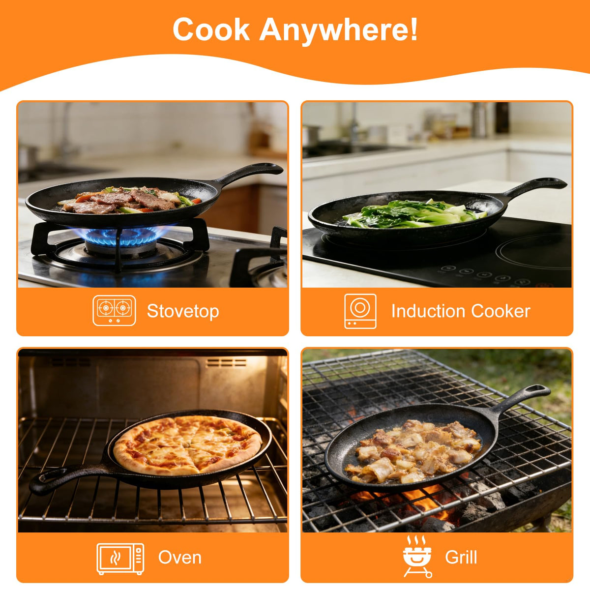 Millsten ready-to-use cast-iron skillet pre-seasoned and cooking ready.